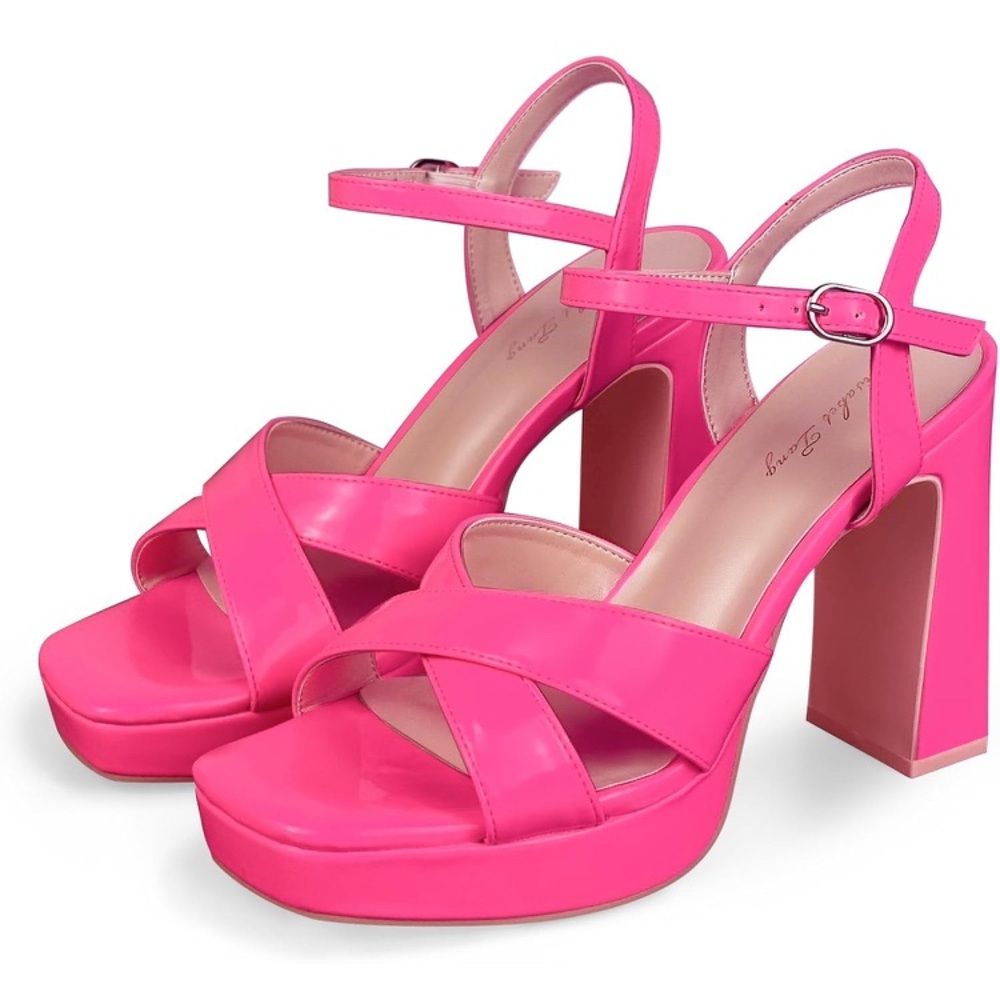 Elisabet Tang Chunky Platform Heeled Sandals for Women Sexy Square Toe Heels NWT